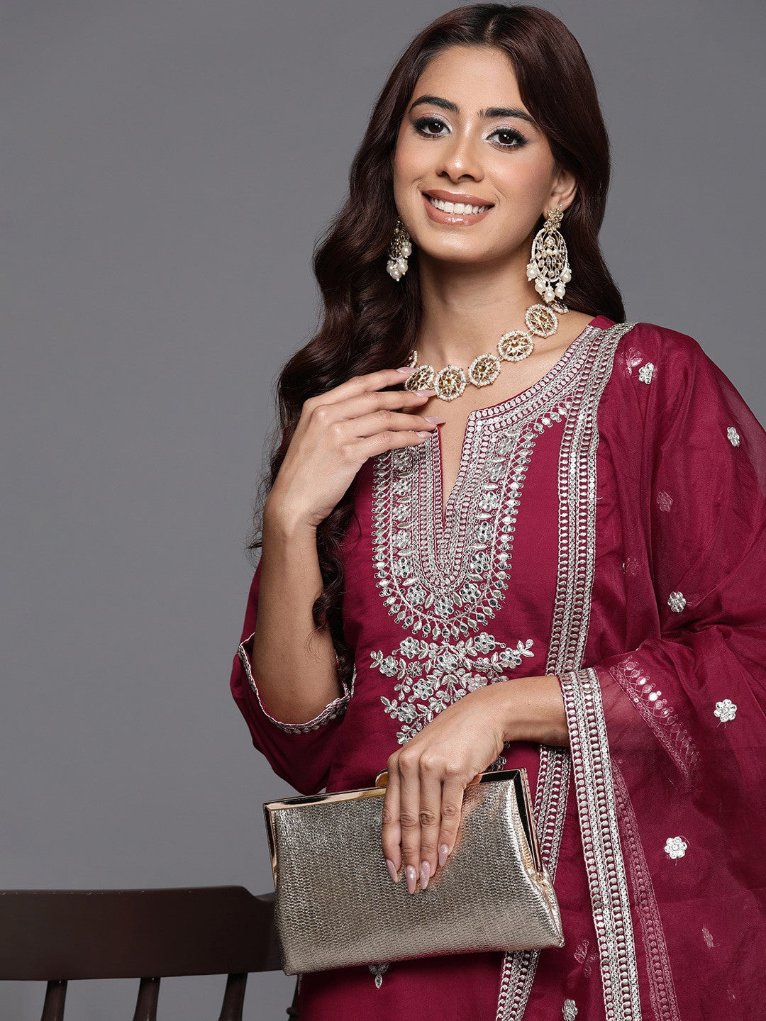 Designer Embroidery Kurta With Pant And Beautiful Dupatta Dropshipera
