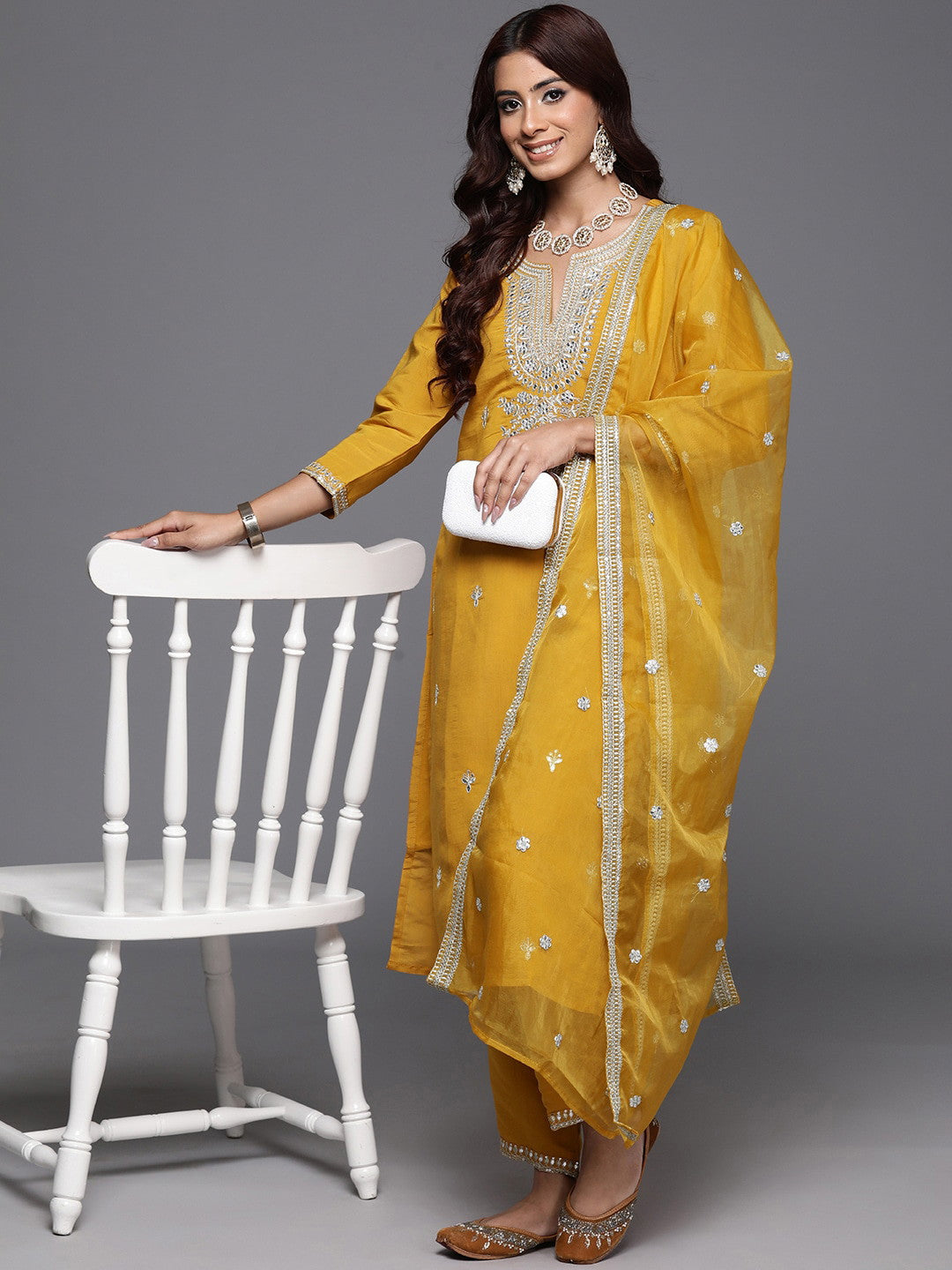 Designer Embroidery Kurta With Pant And Beautiful Dupatta Dropshipera