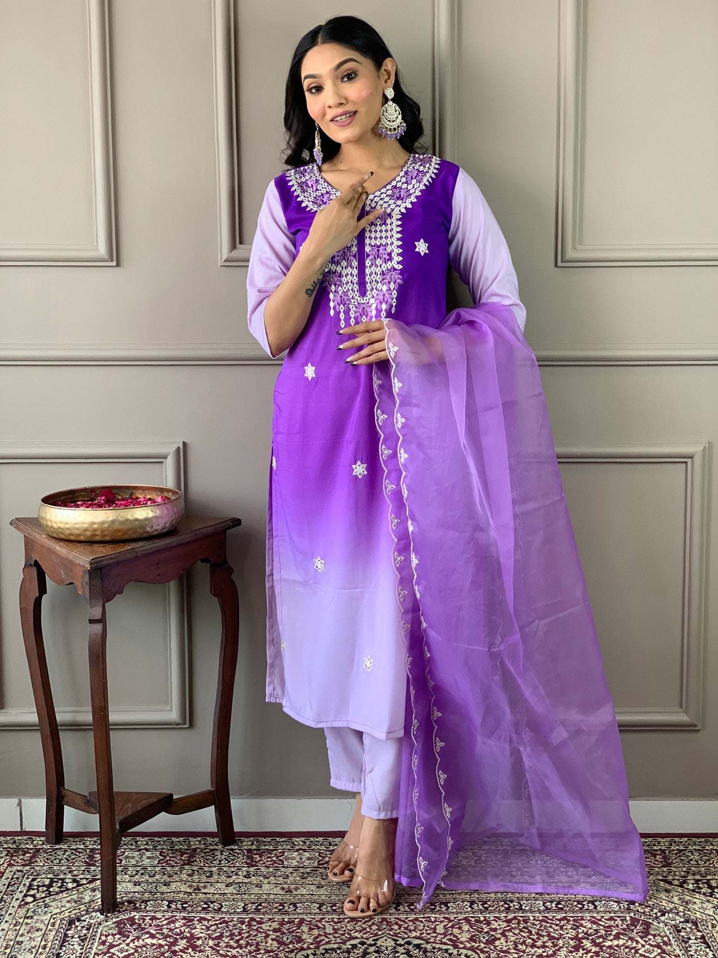 Beautiful Designer Kurta With Pant And Dupatta Dropshipera