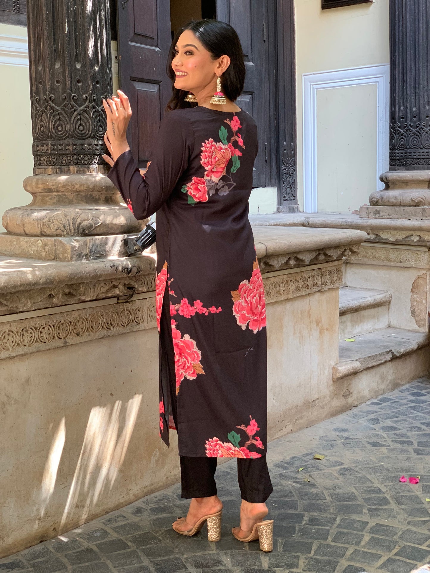 Designer Floral Kurta Set with Bottom and Dupatta Dropshipera