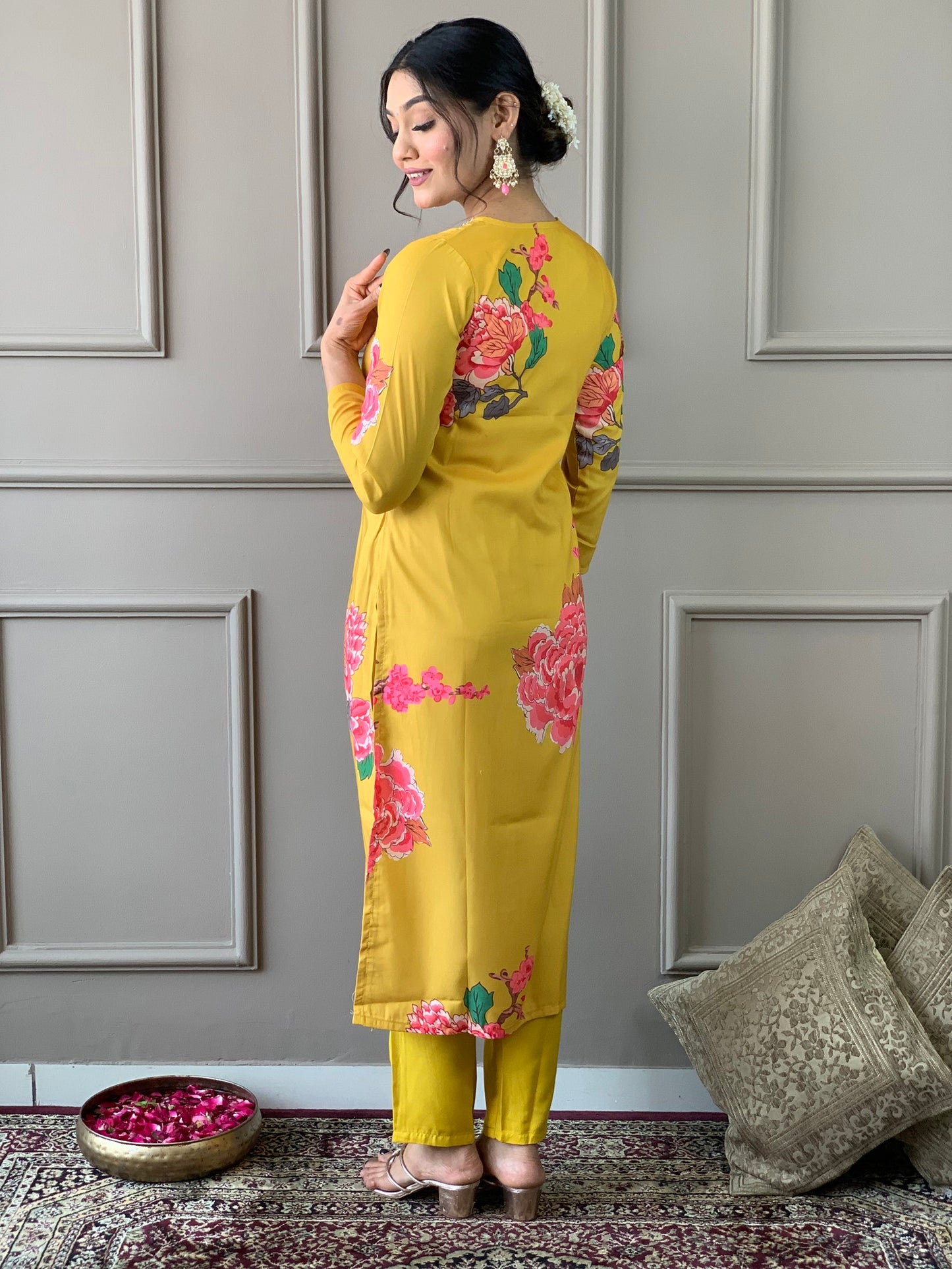 Designer Floral Kurta Set with Bottom and Dupatta Dropshipera