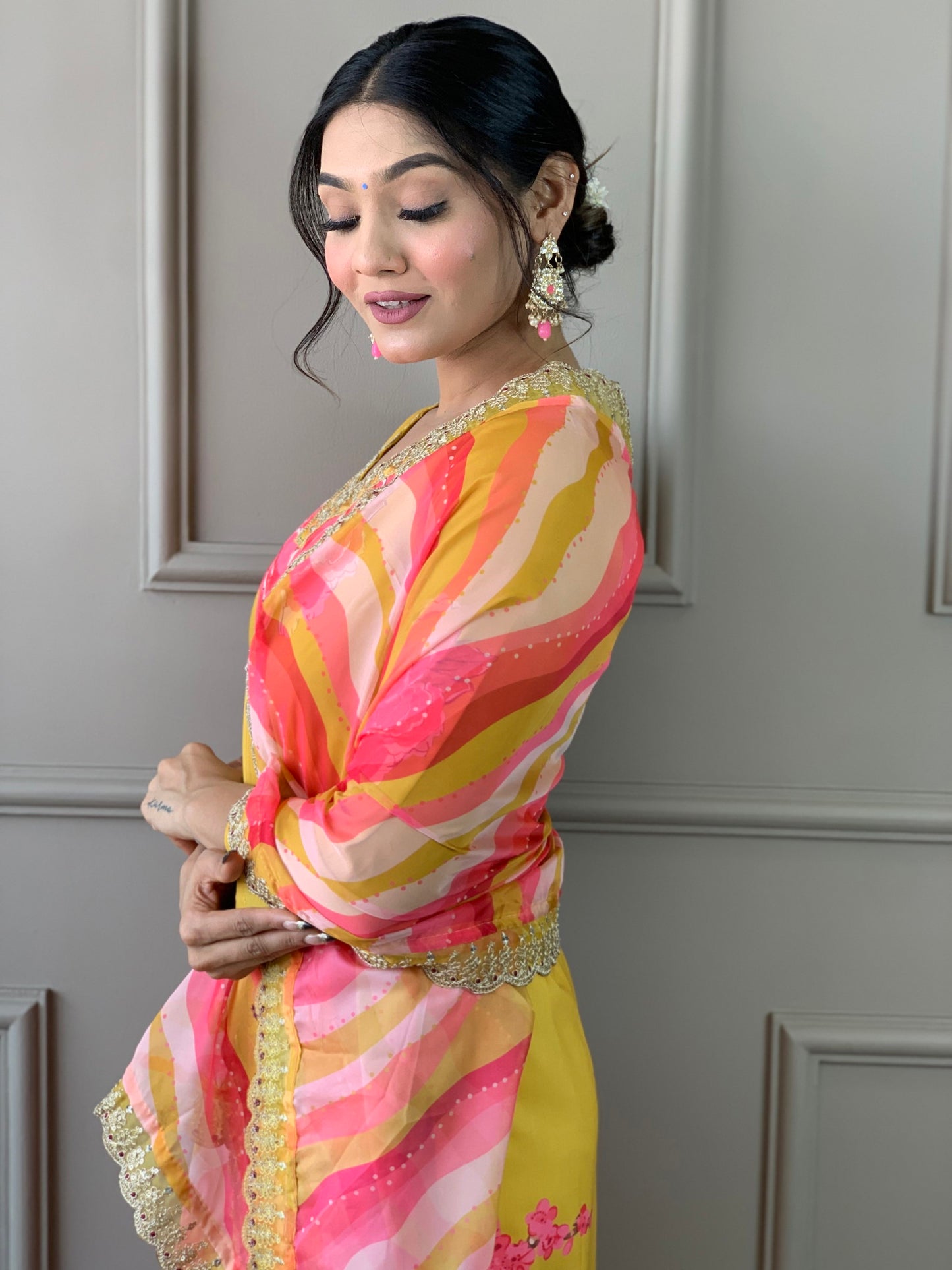 Designer Floral Kurta Set with Bottom and Dupatta Dropshipera