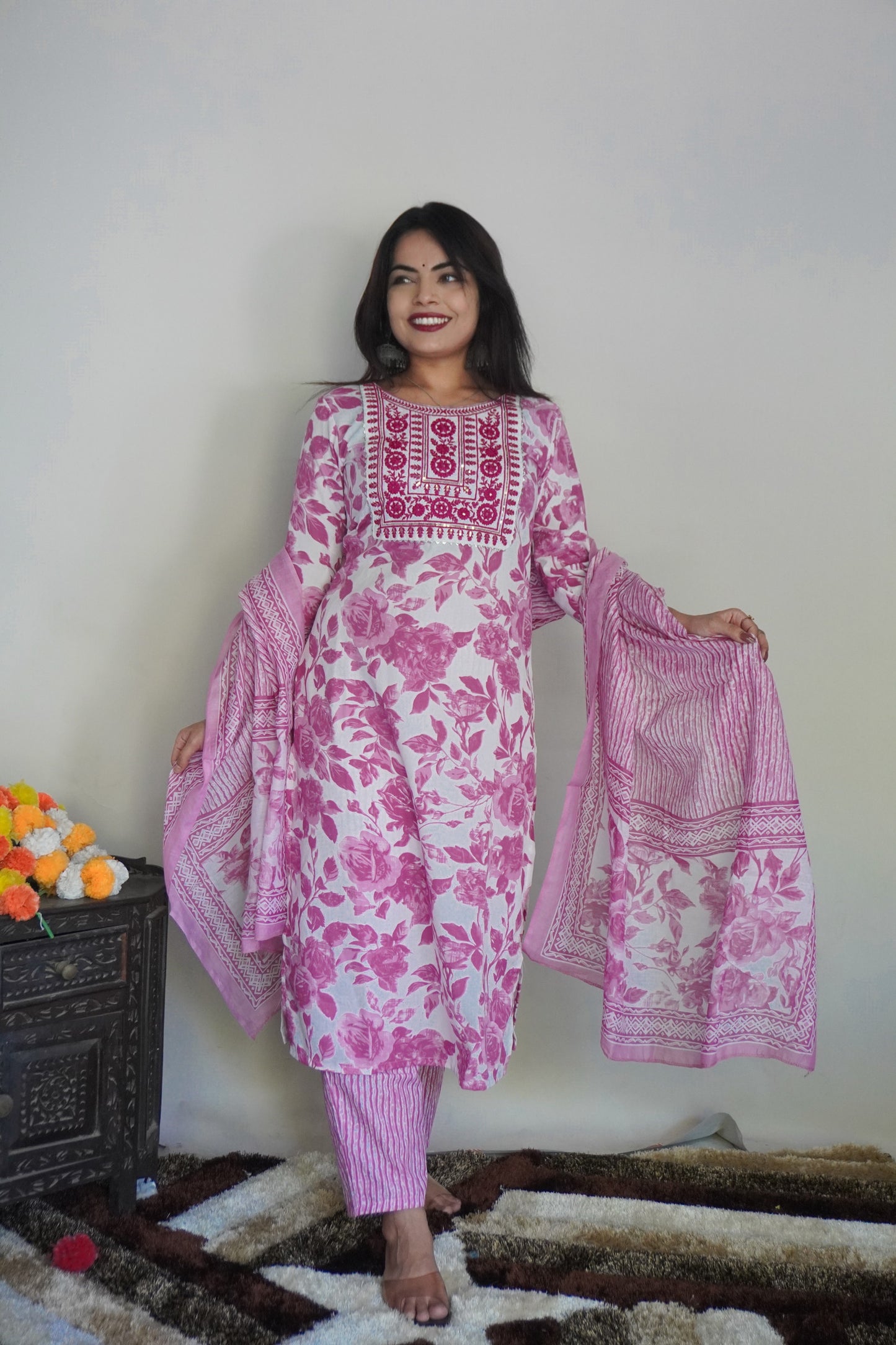 Beautiful Design Rayon Suit With Bottom And Dupatta Dropshipera