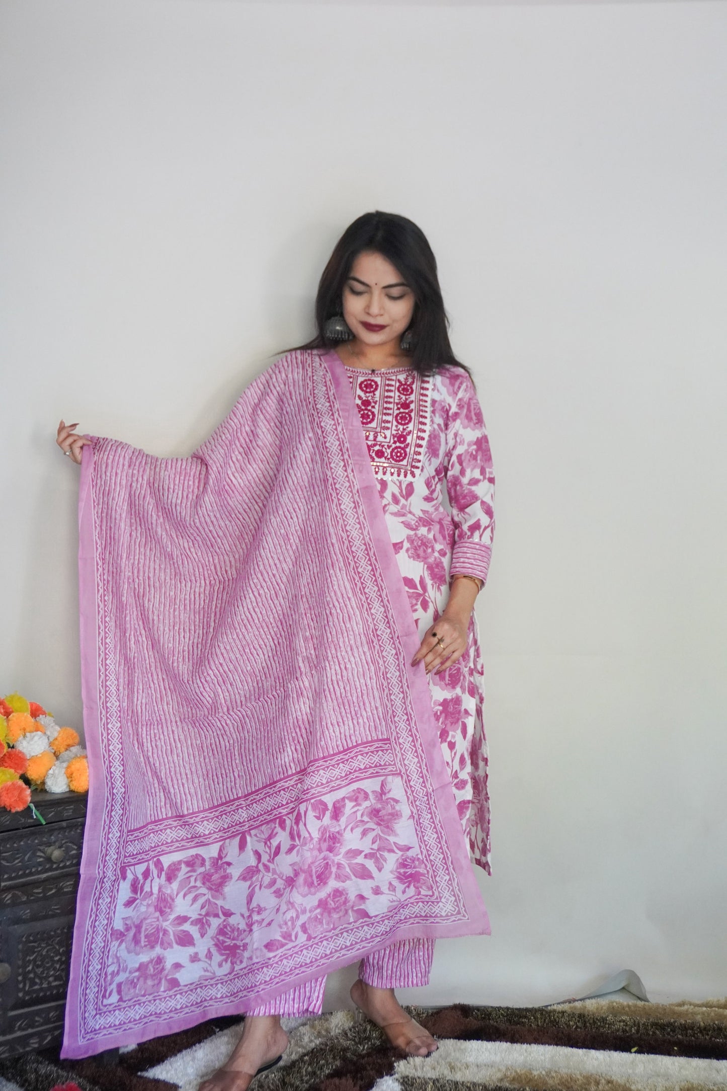 Beautiful Design Rayon Suit With Bottom And Dupatta Dropshipera