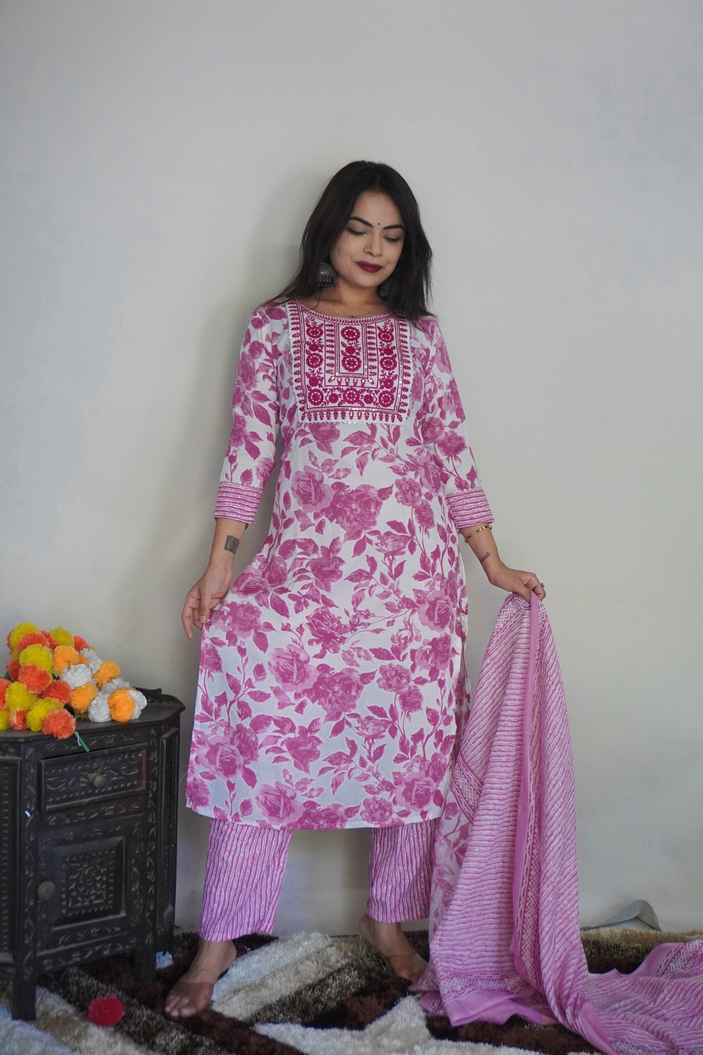 Beautiful Design Rayon Suit With Bottom And Dupatta Dropshipera