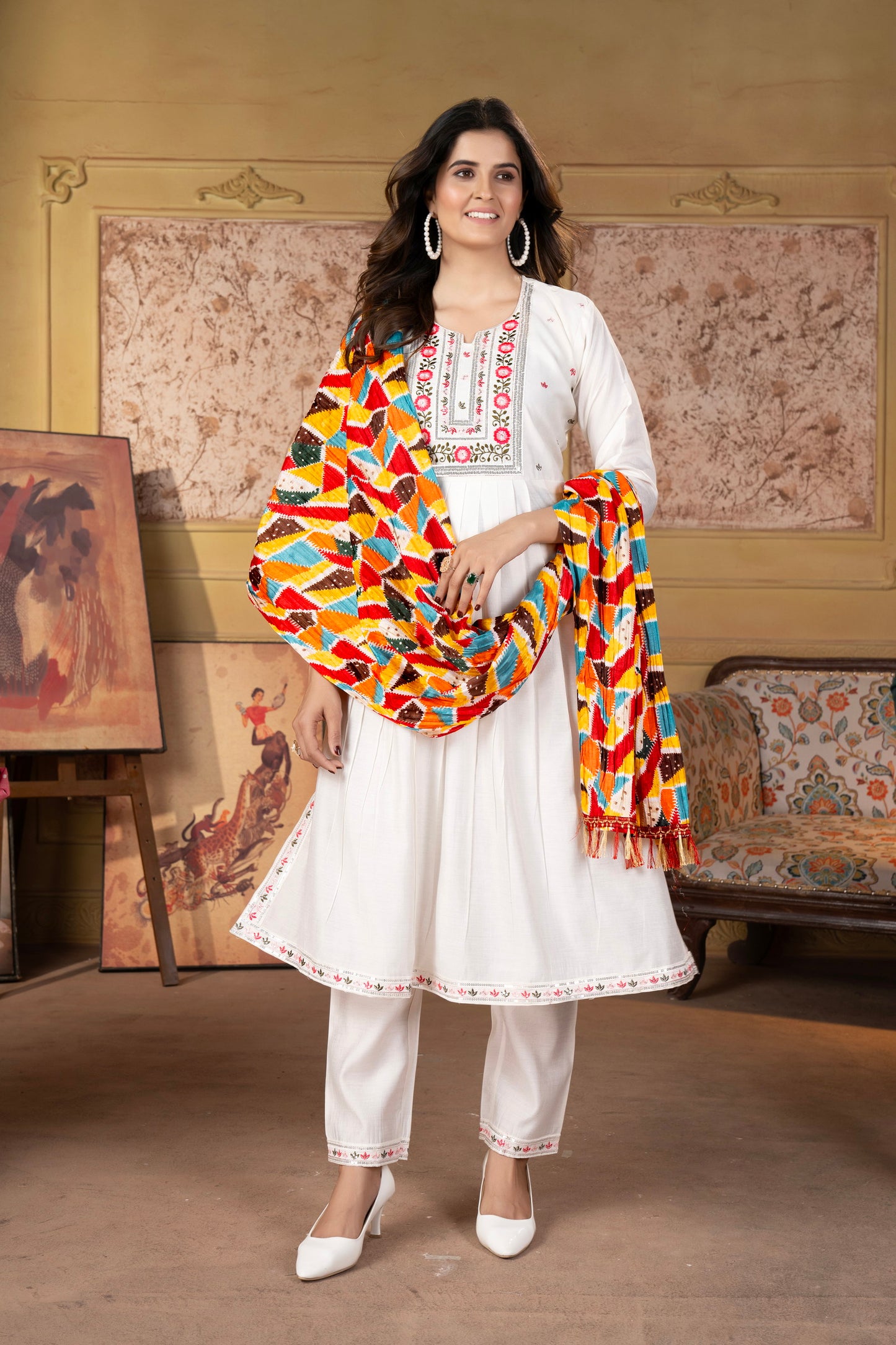 Women's Viscous Chanderi Kurta With Silk Dupatta Set Dropshipera