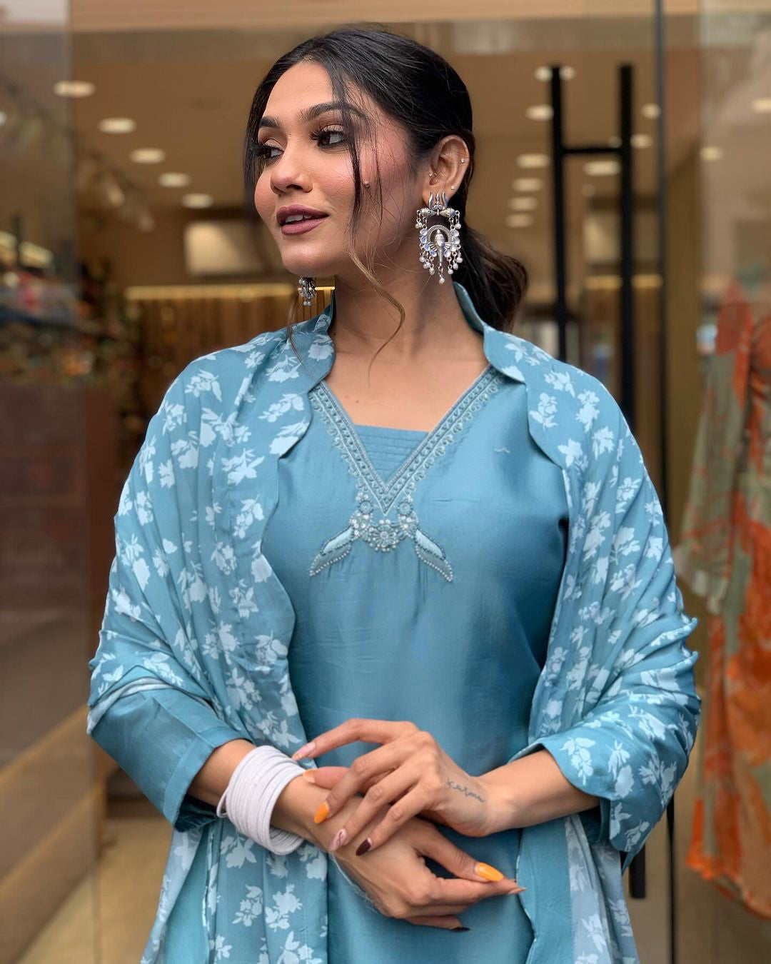 New Catalog Launched Women Viscose Kurta With Pant And Digital Print Dupatta Set Dropshipera
