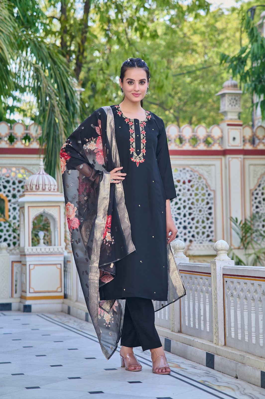 Designer Pure Chanderi Kurta With Pant And Beautiful Dupatta Dropshipera