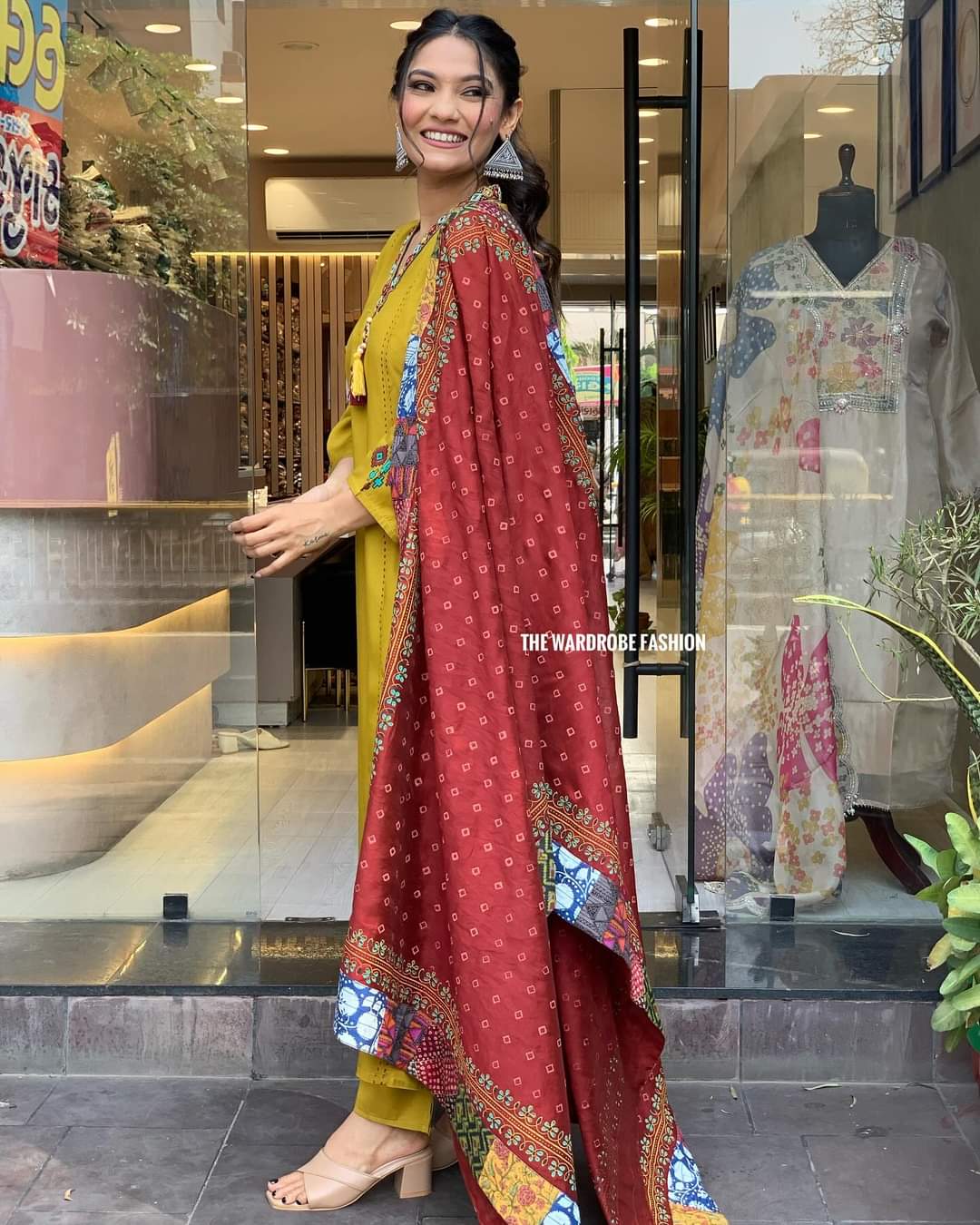 Mustard Yellow Simple Beautiful Kurta Set with Bottom and Dupatta Dropshipera