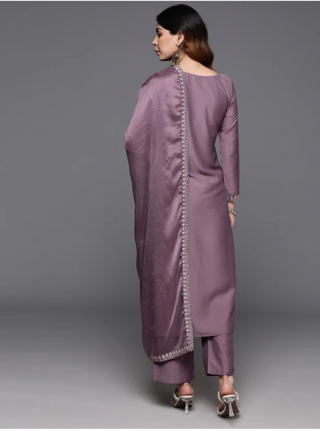 Onion Color Embroidered Women wear Kurta set with bottom wear and dupatta Dropshipera
