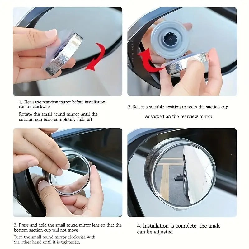 360 Degree Car Wide Angle Round Convex Blind Spot rear Mirror for Cars/Bikes/Motorcycle Mojo
