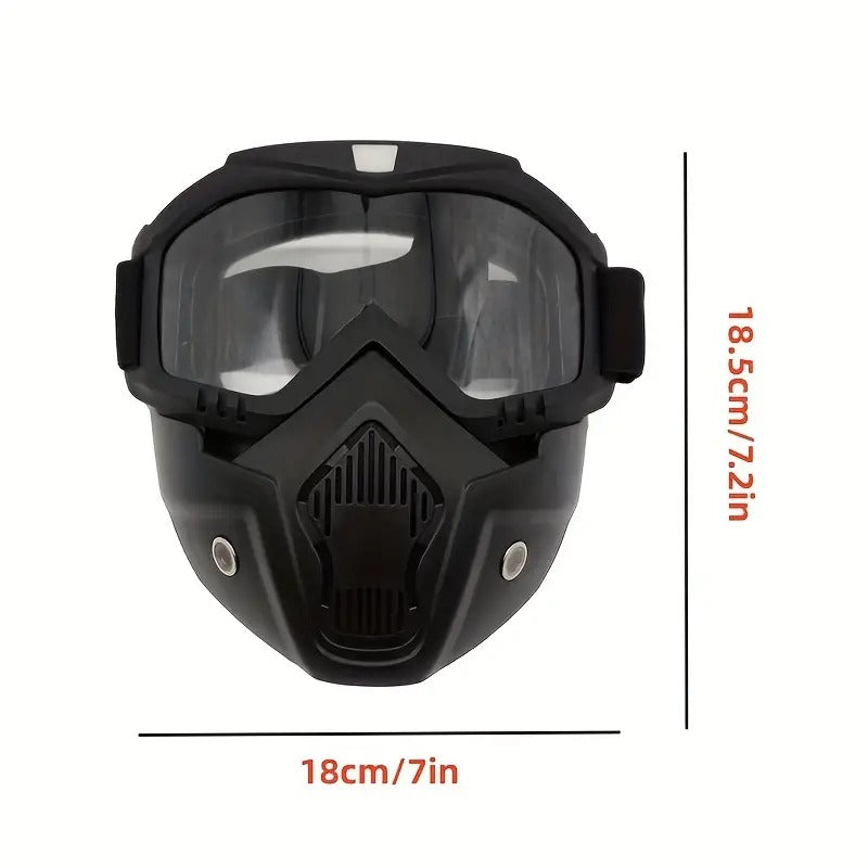 Goggle Mask Anti Scratch UV Protective Open Face & Eyewear Windproof Dirt Shield Adjustable Strap Mojo