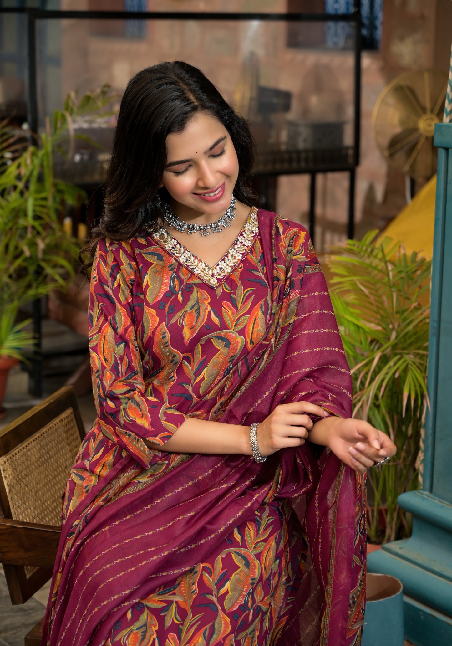 Women Floral Printed Kurta With Pant and dupatta Dropshipera