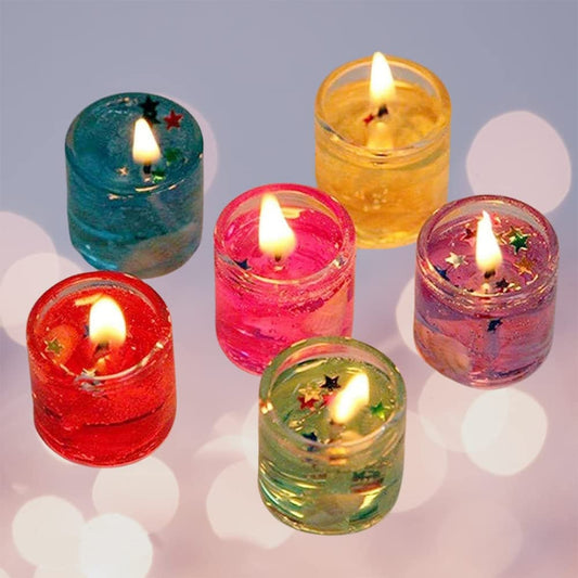 Little Big Cute Romantic Glass Jelly Gel Candles Decor Gel Wax Party Tealight Candles (6) 18076