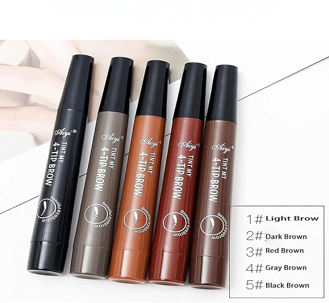 Eyebrow Pen with Pointed Tip Eyebrows Liquid Makeup Pencil Long Lasting Waterproof Fork Tip Eyebrow Tattoo Pen (Multicolor) 18277