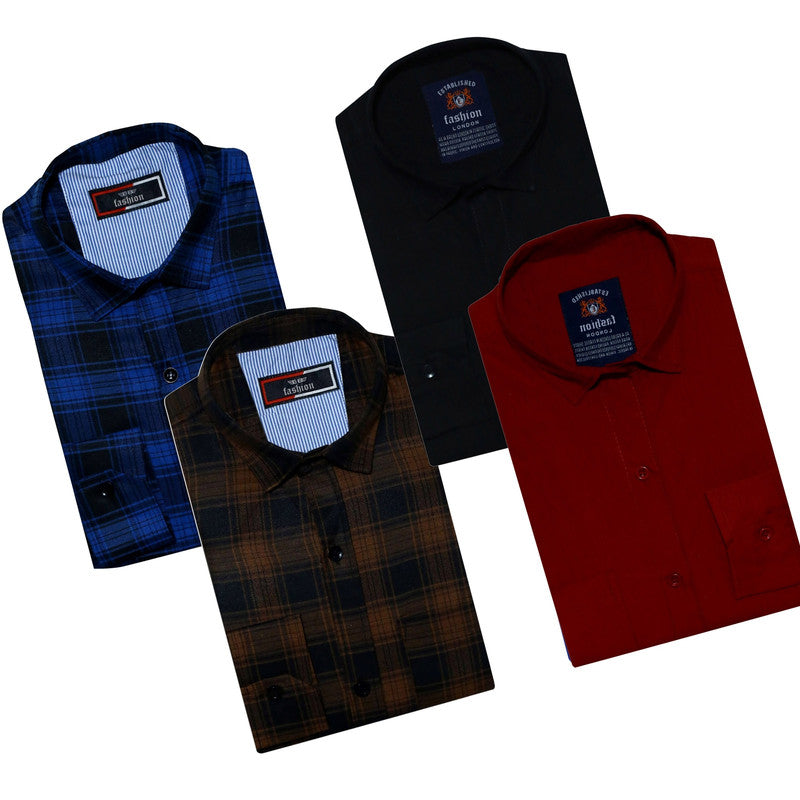 Combo of 4 Casual Shirts for Men (Multicolor, S) 18626