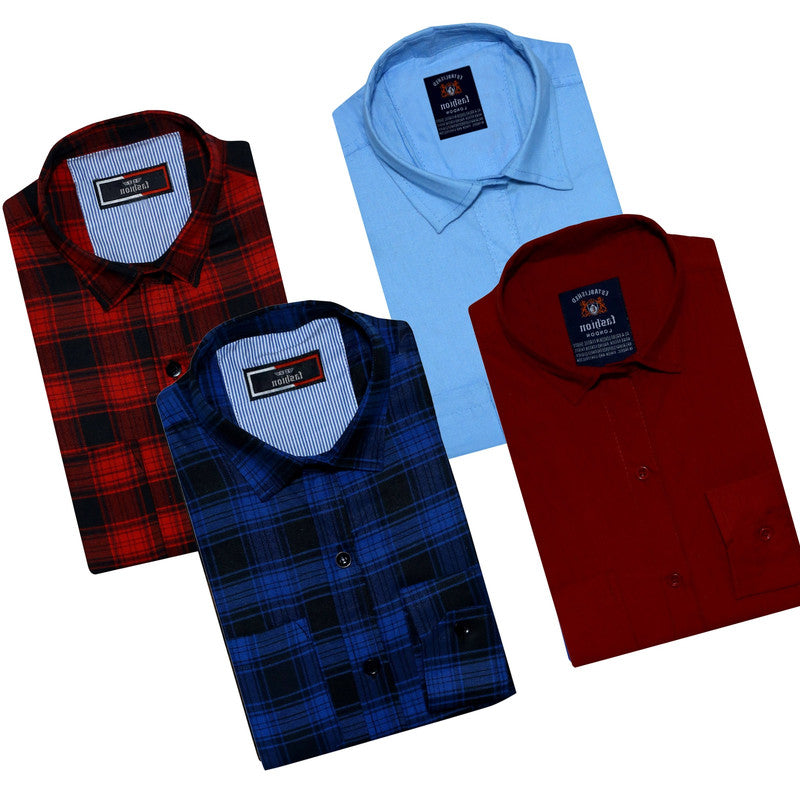 Combo of 4 Casual Shirts for Men (Multicolor, S) 18626