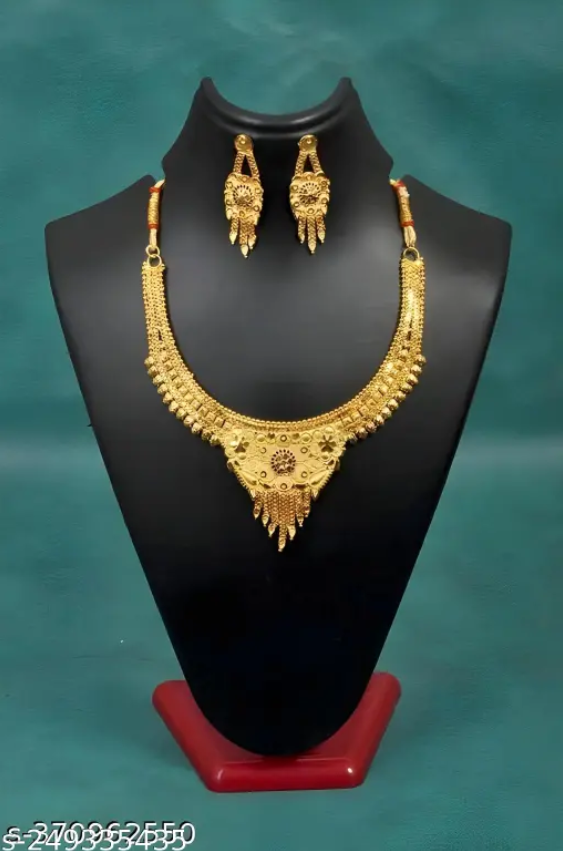 Jewellery Set Grand Look Gold Plated Necklace And Earring Set 19670