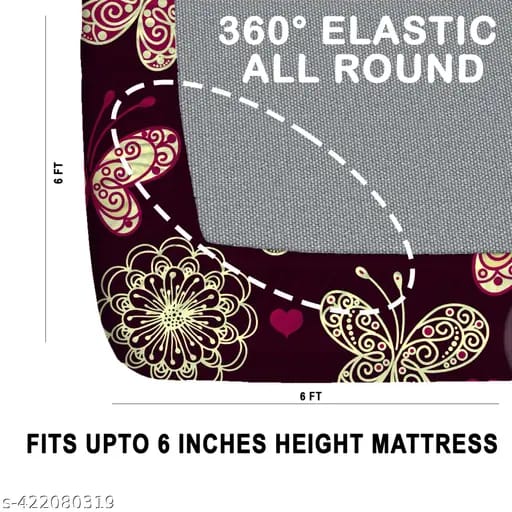 Super Soft Glace Cotton All Round Elastic Fitted Double Bed Bedsheet with 2 Pillow Covers-72x78x8 20027