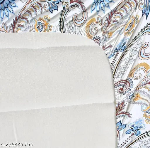 Super Soft Glace Cotton All Round Elastic Fitted Double Bed Bedsheet with 2 Pillow Covers-72x78x8 20027