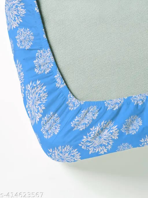 Super Soft Glace Cotton All Round Elastic Fitted Double Bed Bedsheet with 2 Pillow Covers-72x78x8 20027