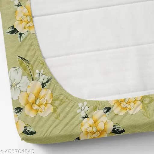 Super Soft Glace Cotton All Round Elastic Fitted Double Bed Bedsheet with 2 Pillow Covers-72x78x8 20027