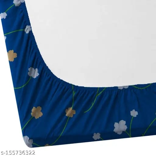 Super Soft Glace Cotton All Round Elastic Fitted Double Bed Bedsheet with 2 Pillow Covers-72x78x8 20027