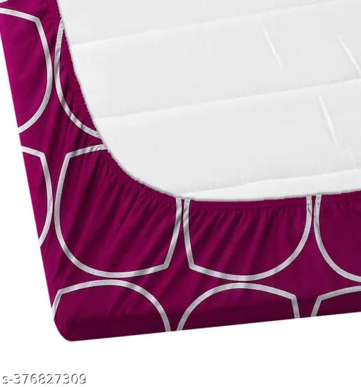 Super Soft Glace Cotton All Round Elastic Fitted Double Bed Bedsheet with 2 Pillow Covers-72x78x8 20027