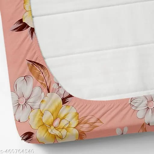 Super Soft Glace Cotton All Round Elastic Fitted Double Bed Bedsheet with 2 Pillow Covers-72x78x8 20027