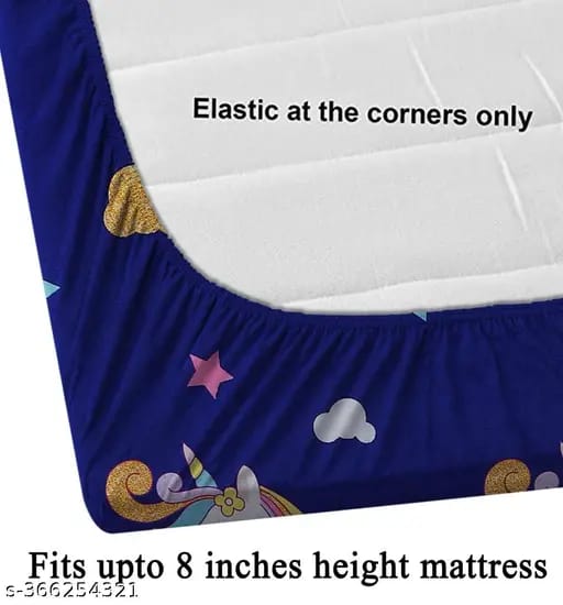 Super Soft Glace Cotton All Round Elastic Fitted Double Bed Bedsheet with 2 Pillow Covers-72x78x8 20027