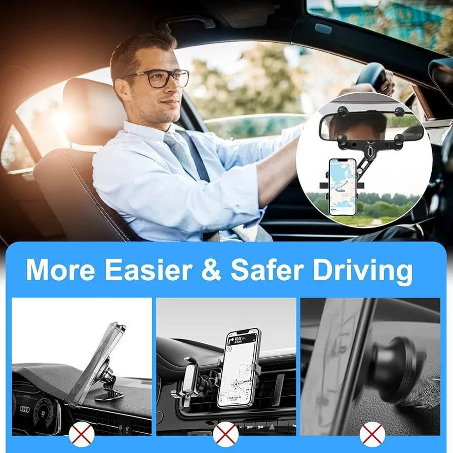 Phone Mount for Car, 2024 Upgraded Rear View Mirror Phone Holder, Universal Mount, Rotatable Phone Holder for Car Compatible 22927