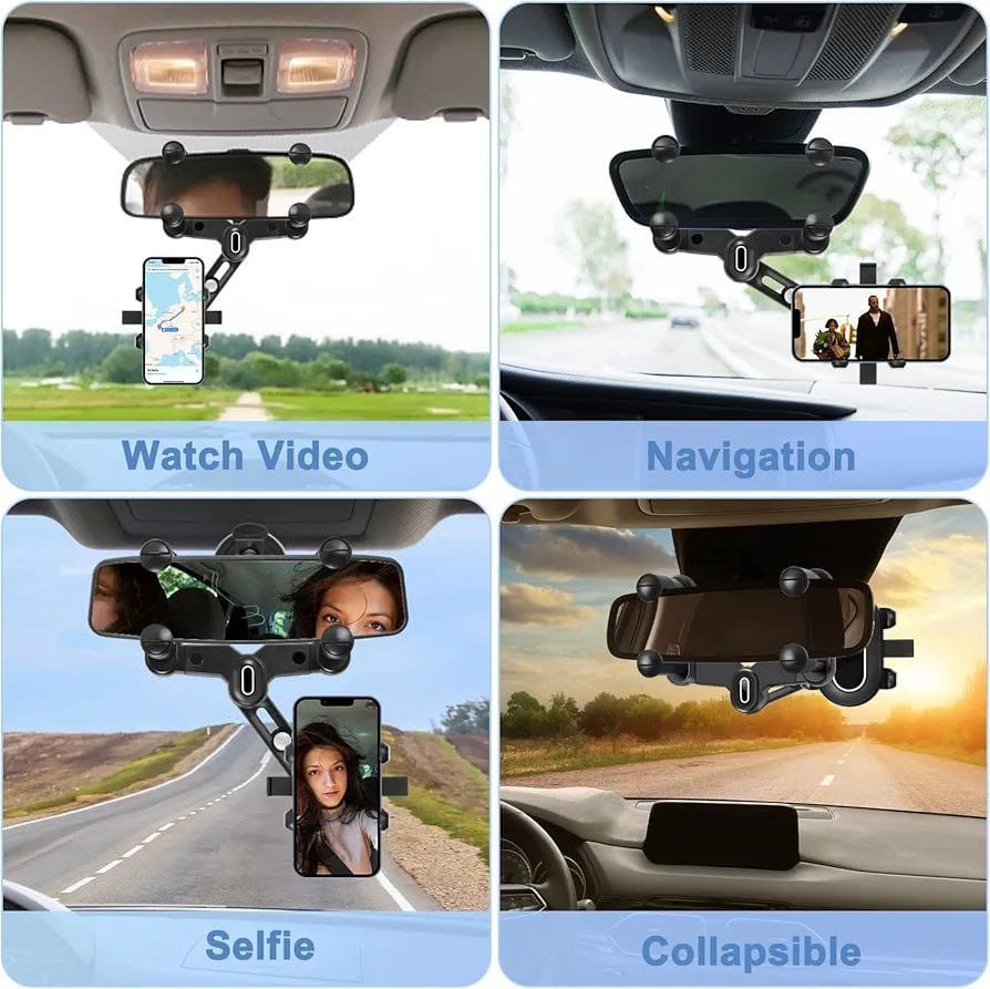 Phone Mount for Car, 2024 Upgraded Rear View Mirror Phone Holder, Universal Mount, Rotatable Phone Holder for Car Compatible 22927