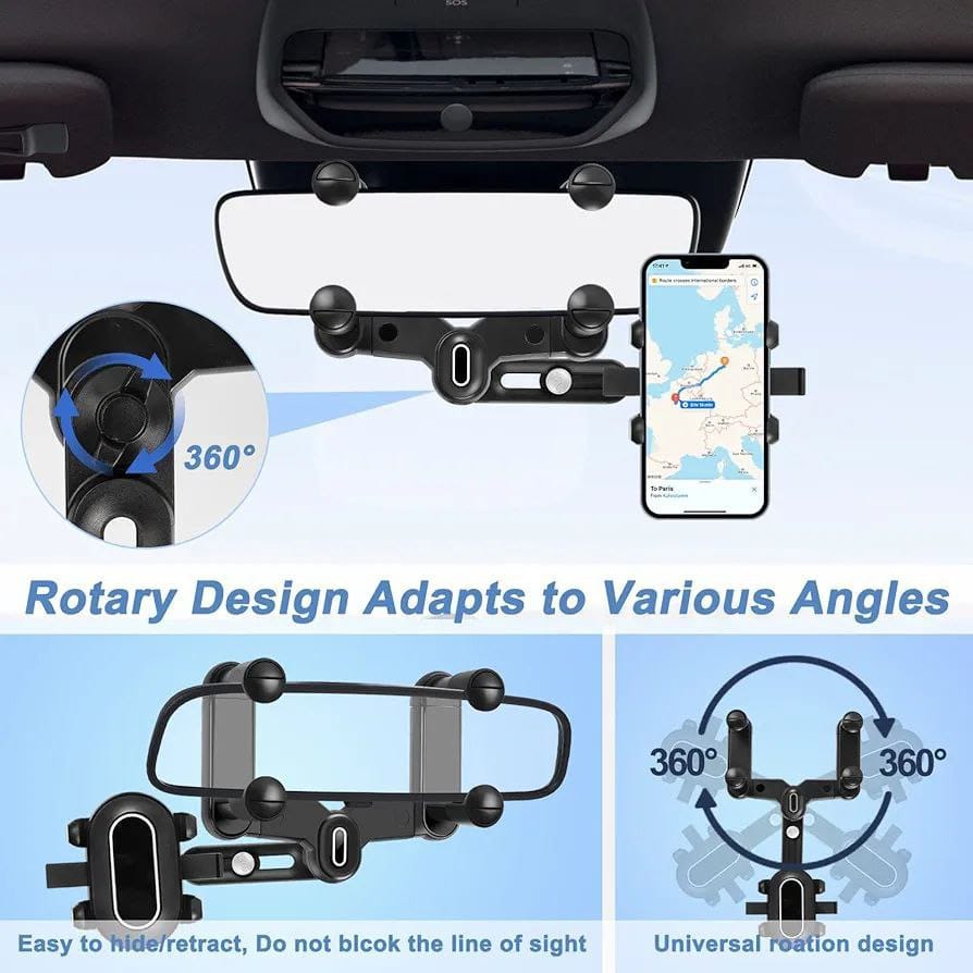 Phone Mount for Car, 2024 Upgraded Rear View Mirror Phone Holder, Universal Mount, Rotatable Phone Holder for Car Compatible 22927