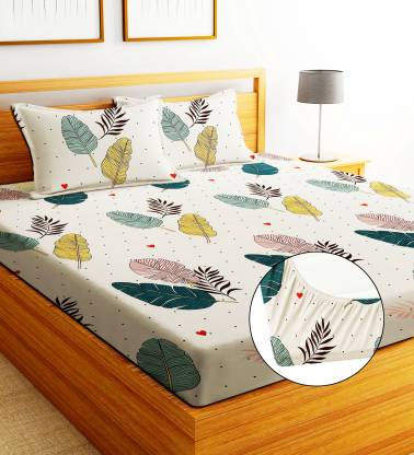 240 TC Cotton King Size Printed Elastic Fitted Bedsheet (Pack of 1) - My Fashion Sell