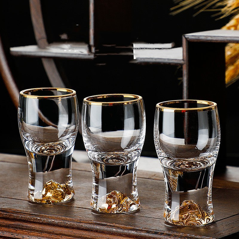 Small Crystal Glass One-shot Cup Divider Gold Foil Liquor Cup My Store