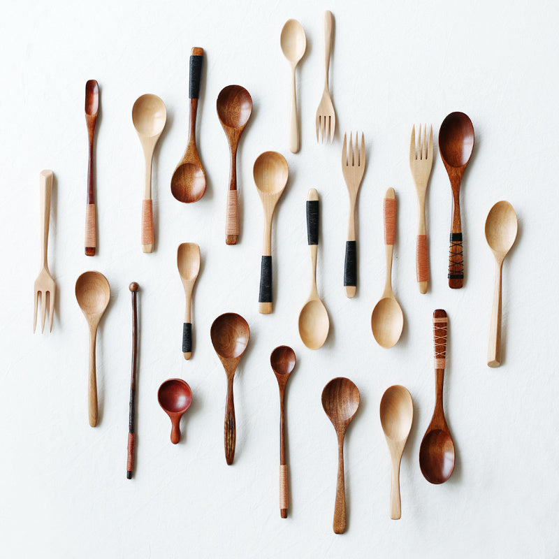 Japanese Style Wooden Bamboo Spoon Fork Cooking Utensil My Store