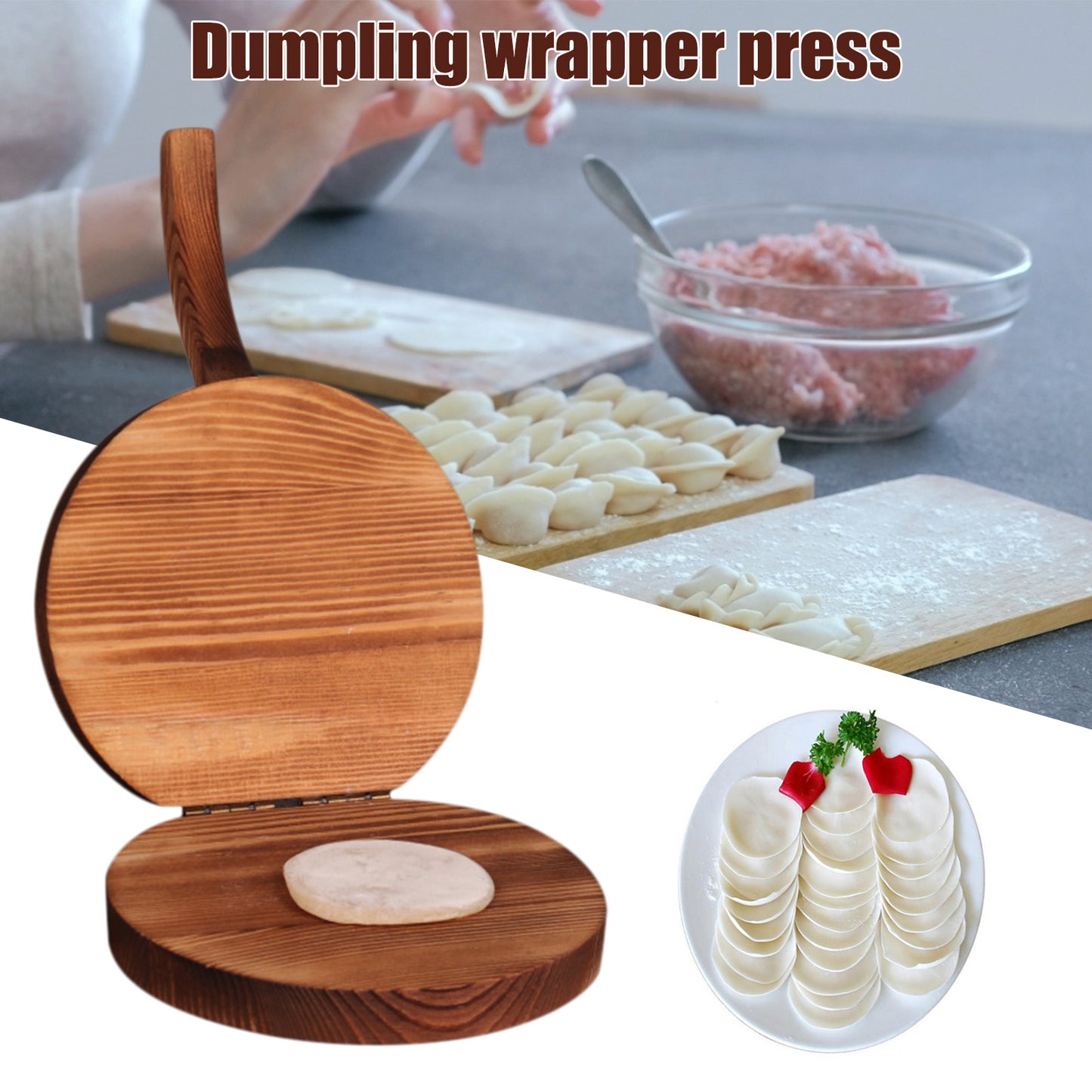 Pressing Dumpling Skin Pressing Plate Wood Rice Cake My Store