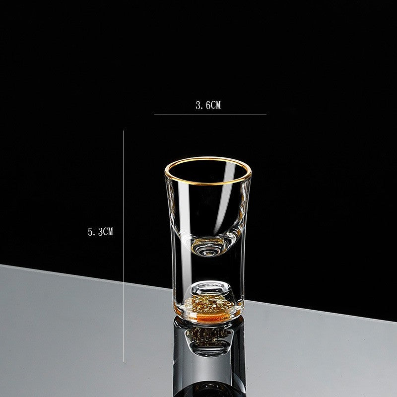 Small Crystal Glass One-shot Cup Divider Gold Foil Liquor Cup My Store