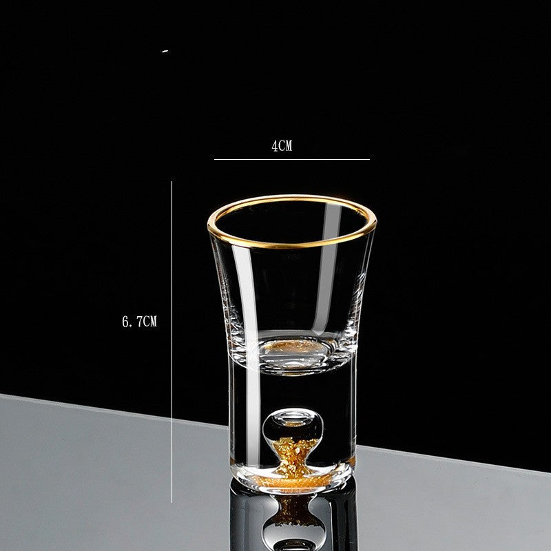 Small Crystal Glass One-shot Cup Divider Gold Foil Liquor Cup My Store