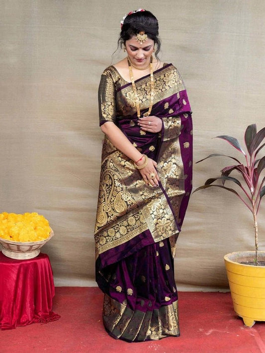 Banarasi Silk Woven Design Saree for Women (Blue, 6.3 m) - My Fashion Sell