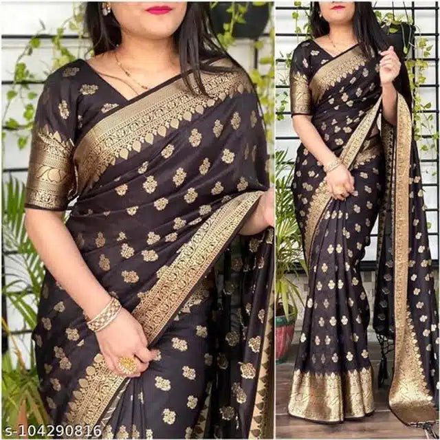 Banarsi Silk Saree For Women (Pink, 6.3m) - My Fashion Sell
