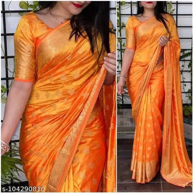 Banarsi Silk Saree For Women (Pink, 6.3m) - My Fashion Sell