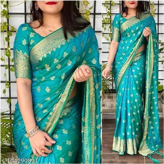 Banarsi Silk Saree For Women (Pink, 6.3m) - My Fashion Sell