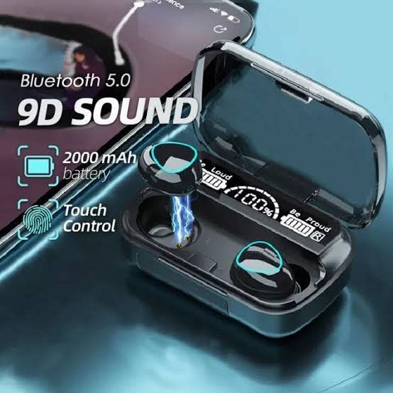 M10 TWS Wireless Earphone Bluetooth Headsets Noise Reduction Headphones with Digital Display Black SourceInfi