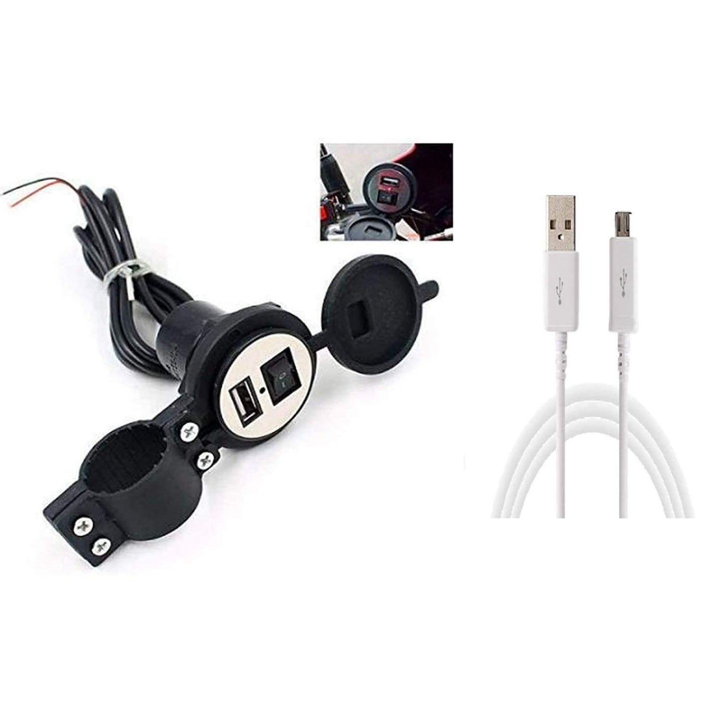 Waterproof Fast Mobile Charger for Bike with Switch Socket 12 Volt SourceInfi
