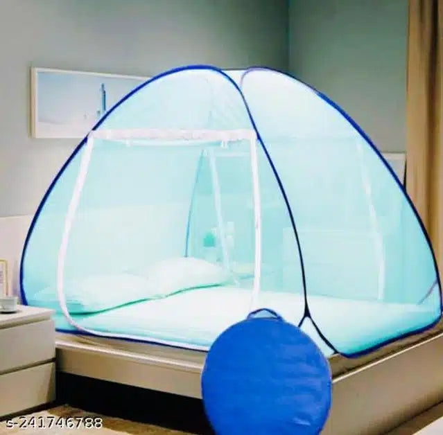 Polyester Mosquito Net (Blue, 6.7x6.5 Feet) 13466