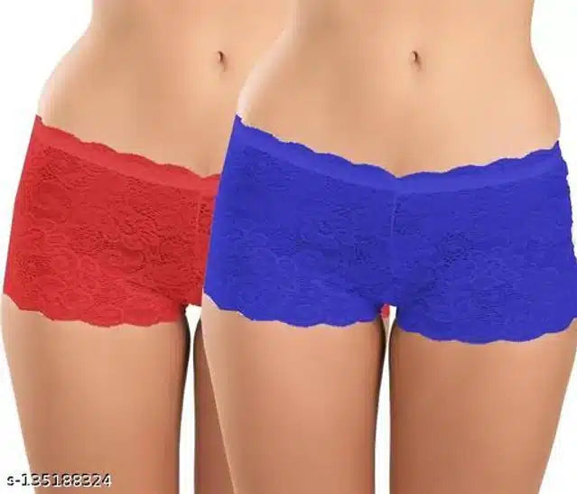 Net Briefs for Women (Red & Blue, XXXL) (Set of 2) 8588