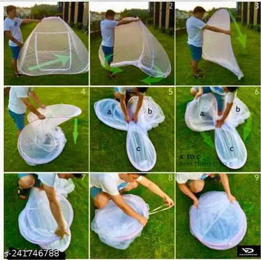 Polyester Mosquito Net (Blue, 6.7x6.5 Feet) 13466