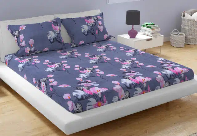 Double Bedsheet with 2 Pillow Covers (Multicolor, 85"x90") 1062