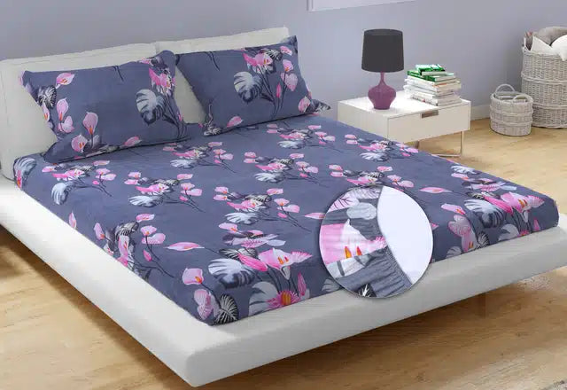 Double Bedsheet with 2 Pillow Covers (Multicolor, 85"x90") 1062